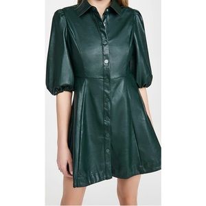 En Saison Leather Puff Sleeve Shirt Dress